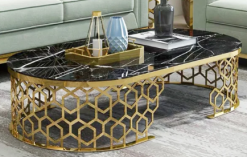 Bàn trà sofa cnc tổ ong inox mạ PVD